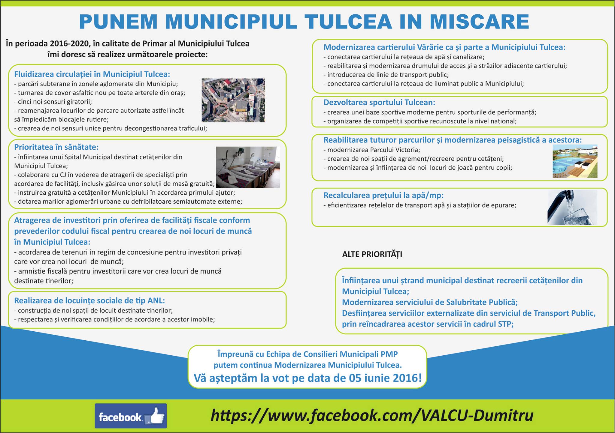 Prioritățile candidatului P.M.P. la Primăria Tulcea, dr.Vălcu Dumitru