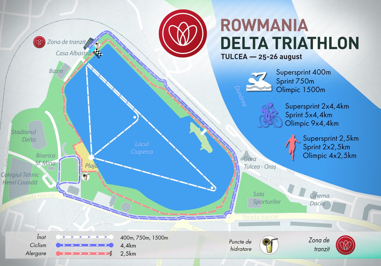 Triatlonul pune Tulcea pe harta sportului european! Peste 350 de sportivi profesioniști și amatori la Delta Rowmania Triathlon, 25-26 august