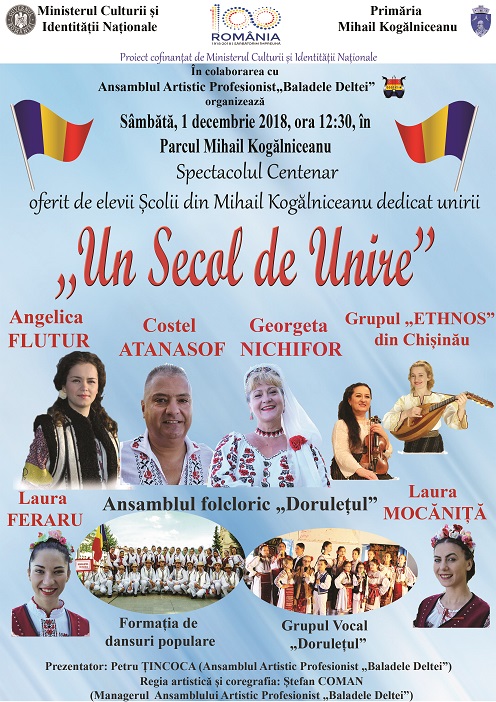 „Un Secol de Unire”, spectacol Centenar la Mihail Kogălniceanu
