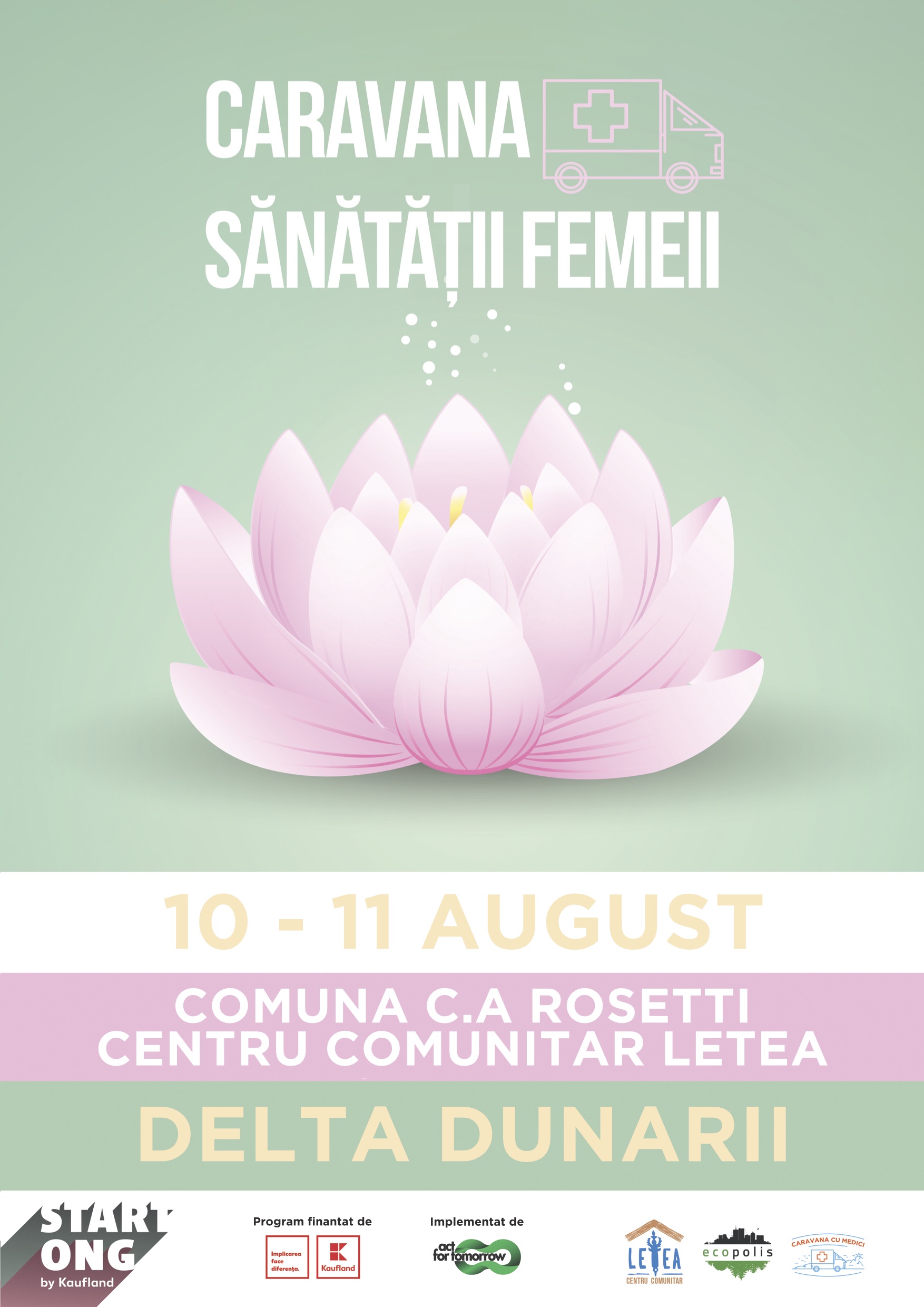 Prima caravană medicală dedicată femeilor din Delta Dunării are loc pe 10 și 11 august, în satul Letea!