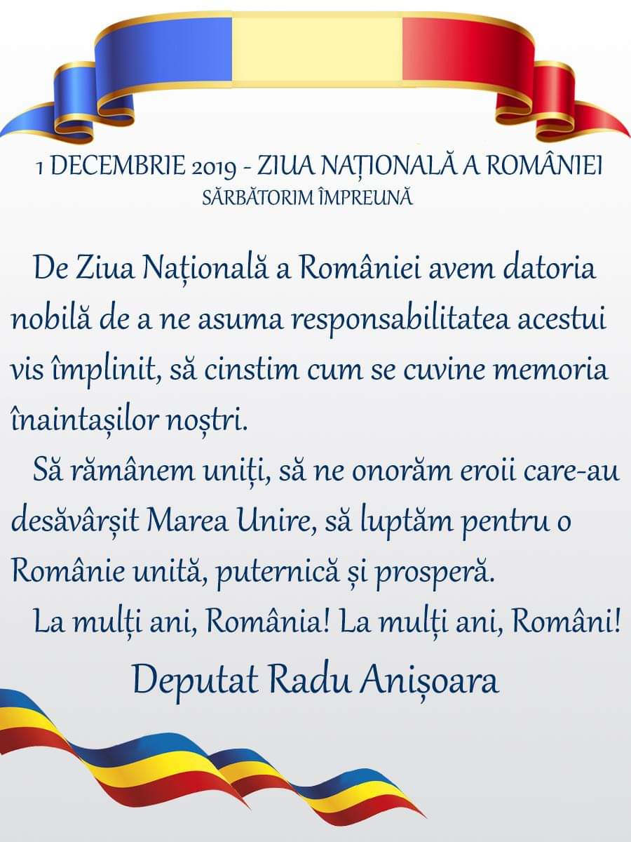 La mulți și frumoși ani, dragi români, oriunde v-ați afla! La mulți ani, România!