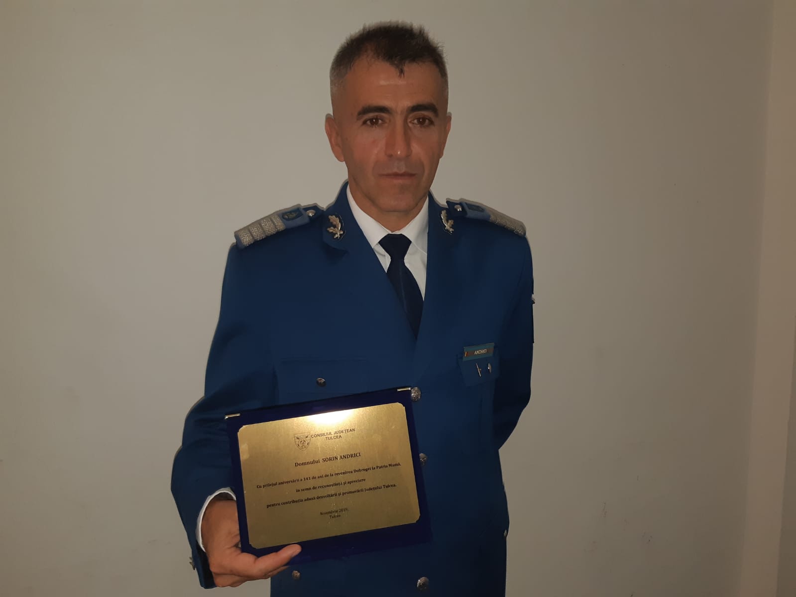 Sorin Andrici, jandarmul premiat la Gala ,,Oameni pentru Tulcea, Oameni pentru România, 2019”