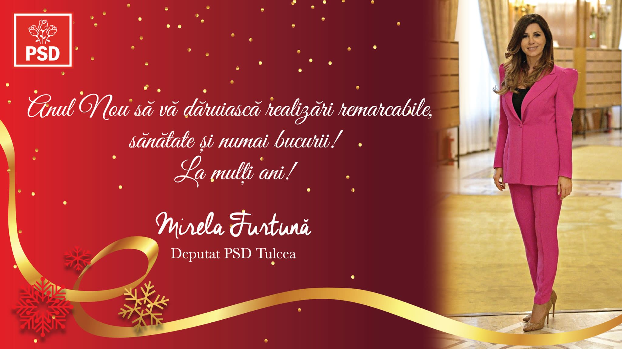 Mirela Furtună, deputat PSD Tulcea, vă urează „Un an nou fericit”
