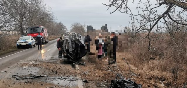 O șoferiță din Ucraina a intrat cu mașina într-un copac pe DN22. In mașină erau și doi minori