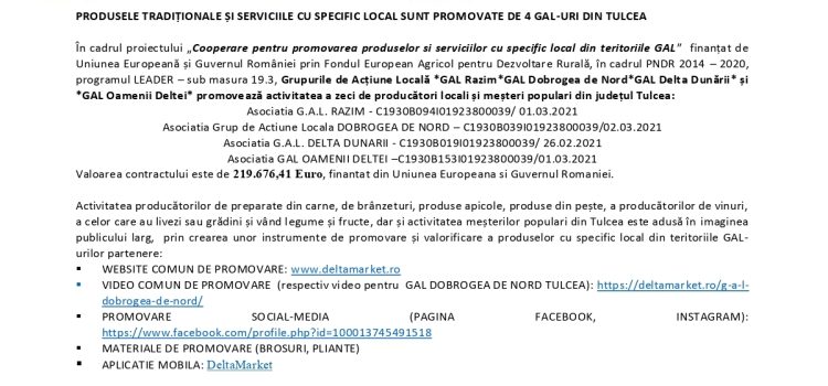 Produsele tradiționale și serviciile cu specific local sunt promovate de 4 Gal-uri din Tulcea