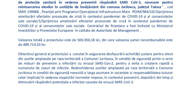 Anunț finalizare proiect