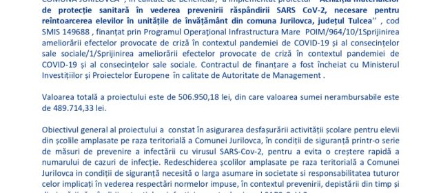 Anunț finalizare proiect