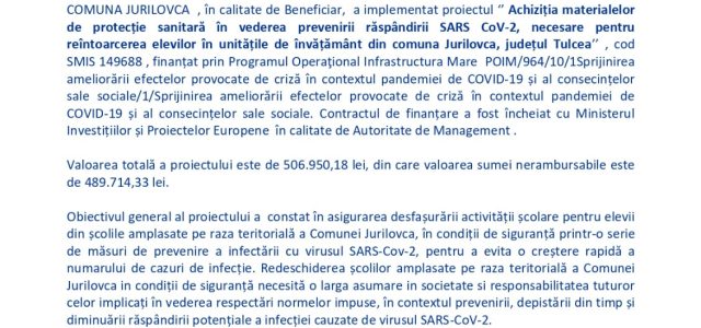 Anunț finalizare proiect