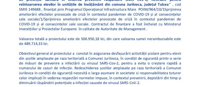 Comunicat de presă finalizare proiect