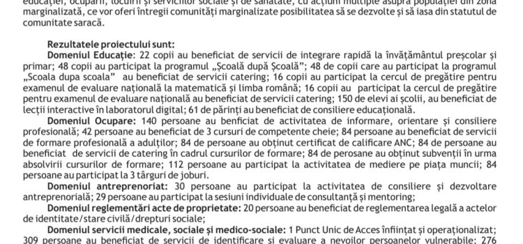 Finalizare proiect ” Servicii integrate pentru VIITOR”
