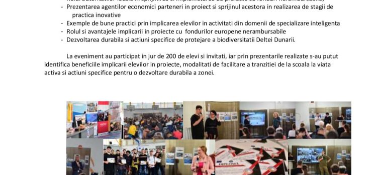 Comunicat proiect „Creșterea competențelor prin stagii de practică inovative” (POCU/711/6/14/135004) –  Liceul Tehnologic „Henri Coanda” Intalnire elevi – autoritati – entitati reprezentative din Judetul Tulcea