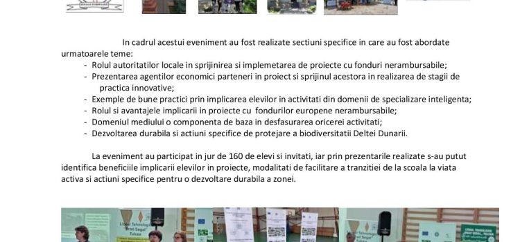 Comunicat proiect “Stagii de practică inovative pentru o dezvoltare durabilă”, POCU 711/6/14/ 135005 – Liceul Tehnologic „Brad Segal” Intalnire elevi – autoritati – entitati reprezentative din Judetul Tulcea