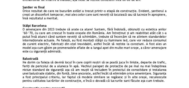 Comunicat de presă : MODERNIZAREA PORTULUI TULCEA – DE LA MM 38+1530 – LA MM 38+800