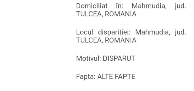 Copil dispărut la Mahmudia
