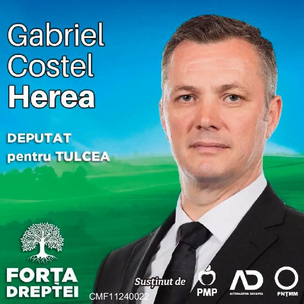 Gabriel-Costel HEREA, președintele partidului Forța Dreptei Tulcea, candidat pentru Parlamentul României la Camera Deputaților