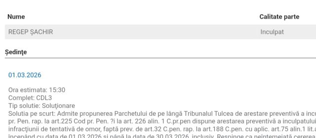 Minor de 17 ani arestat preventiv pentru tentativă de omor la Babadag
