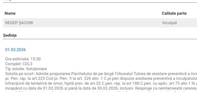 Minor de 17 ani arestat preventiv pentru tentativă de omor la Babadag